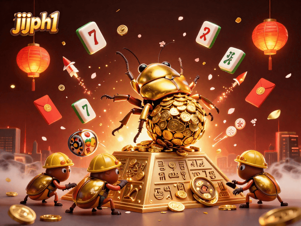 Experience thrilling slots with jjjph1's golden beetles, celebrating fortune and excitement.