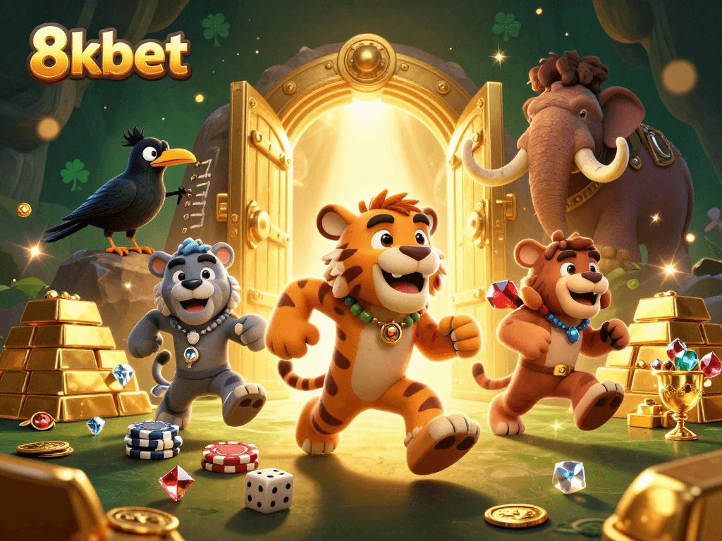 Engage in thrilling gameplay at 8kbet with a colorful prehistoric casino atmosphere.