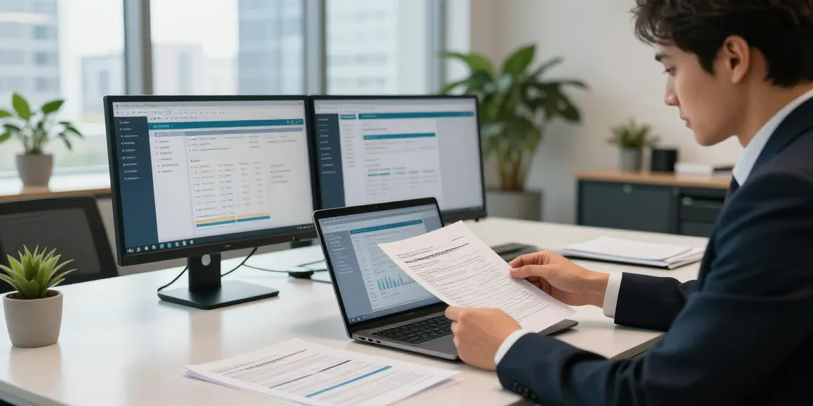 Professional workspace for document fraud detection analysis with security software displayed.