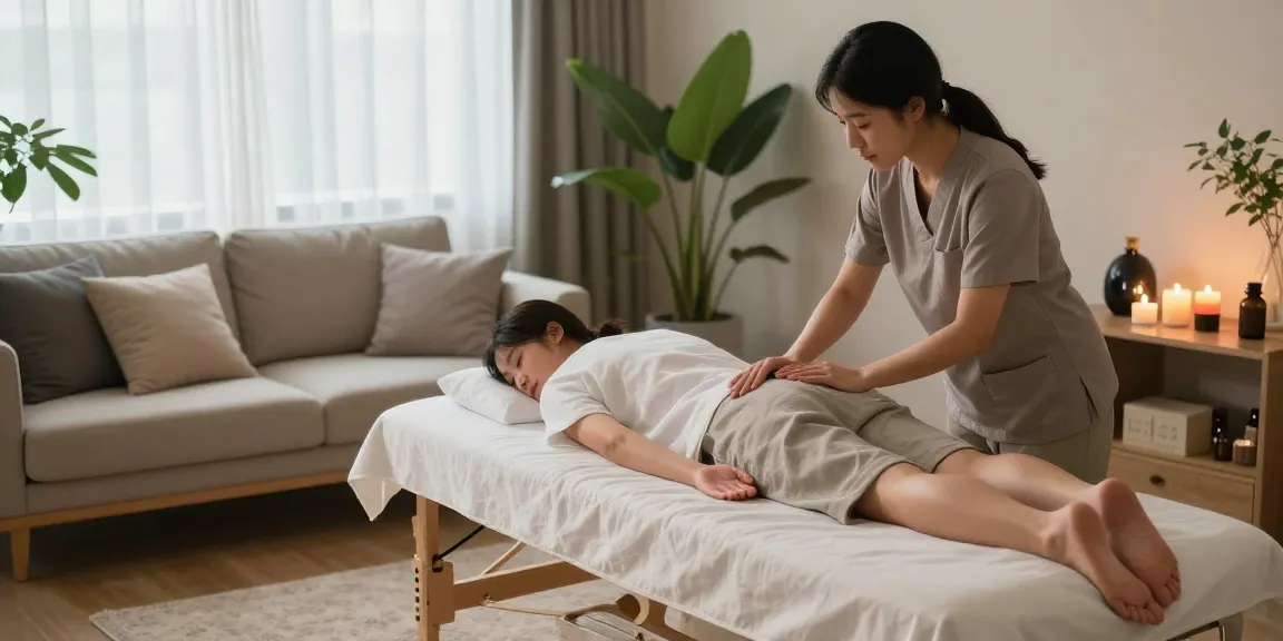 강동구출장안마 therapy session in a tranquil spa environment with calming decor.