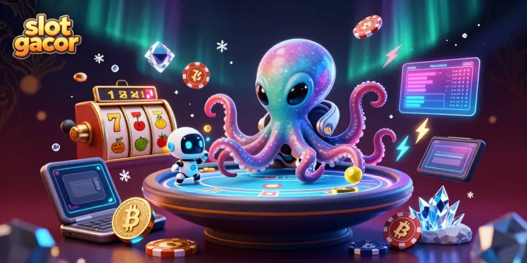 Experience exciting gameplay with slot gacor in this vibrant 3D alien casino scene.