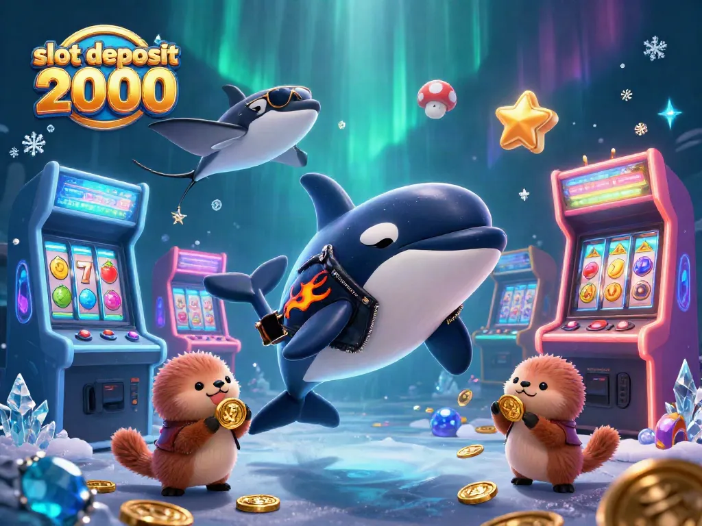 Engage with the thrilling world of slot deposit 2000 through a vibrant, whimsical illustration.