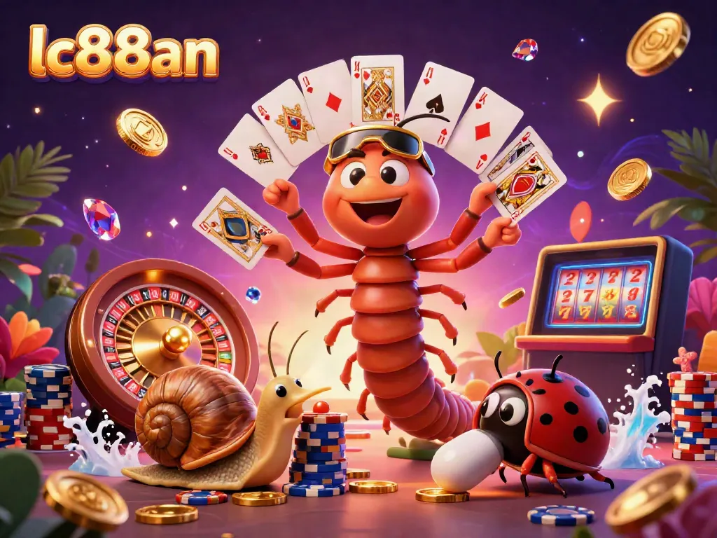 Place bets in LC88an’s animated casino with vibrant characters and casino elements.