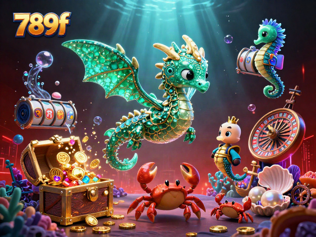 Experience the thrill of 789f with a vibrant underwater casino scene featuring a sea dragon and treasure.