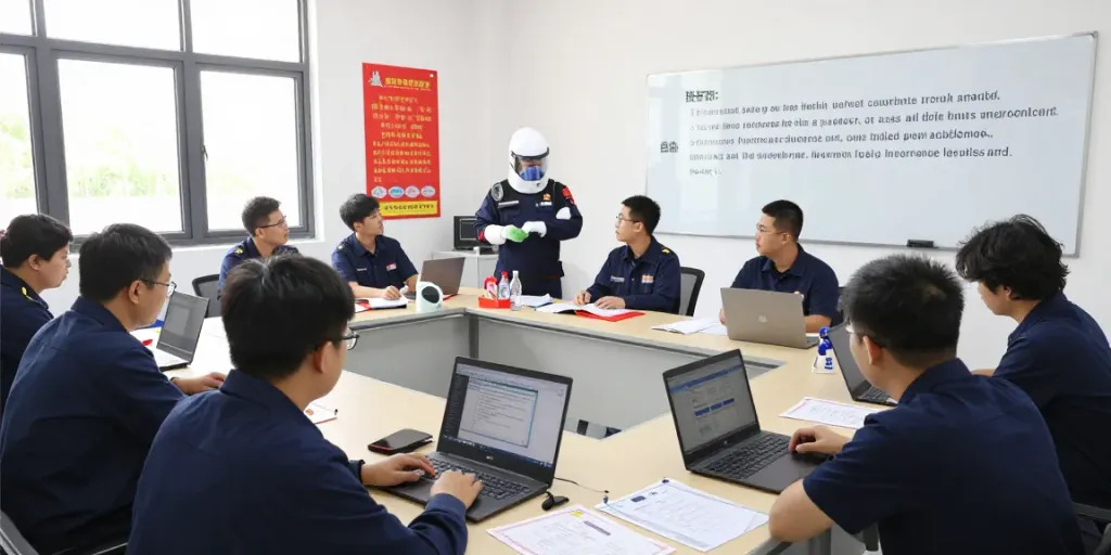 Training Institute Saudi Arabia offering HSE training session with diverse participants learning safety practices.