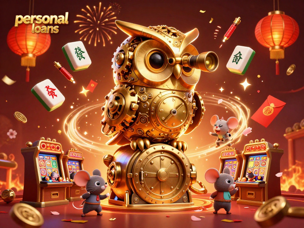 Experience the excitement of personal loans with lively characters and casino elements in this vibrant scene.