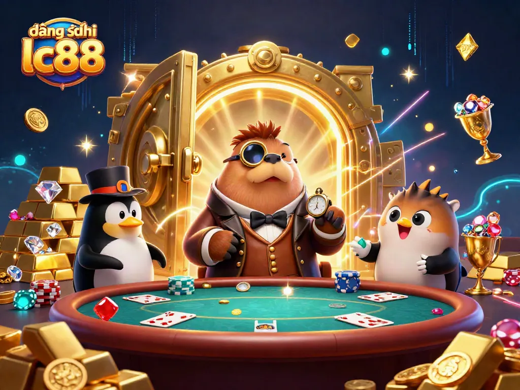 Engage in the excitement of đăng ký lc88 at a vibrant underwater poker table with playful characters.