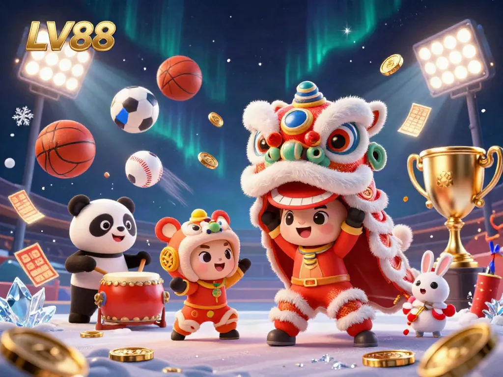 Experience the excitement of LV88 with an energetic lion dance and vibrant sports elements.