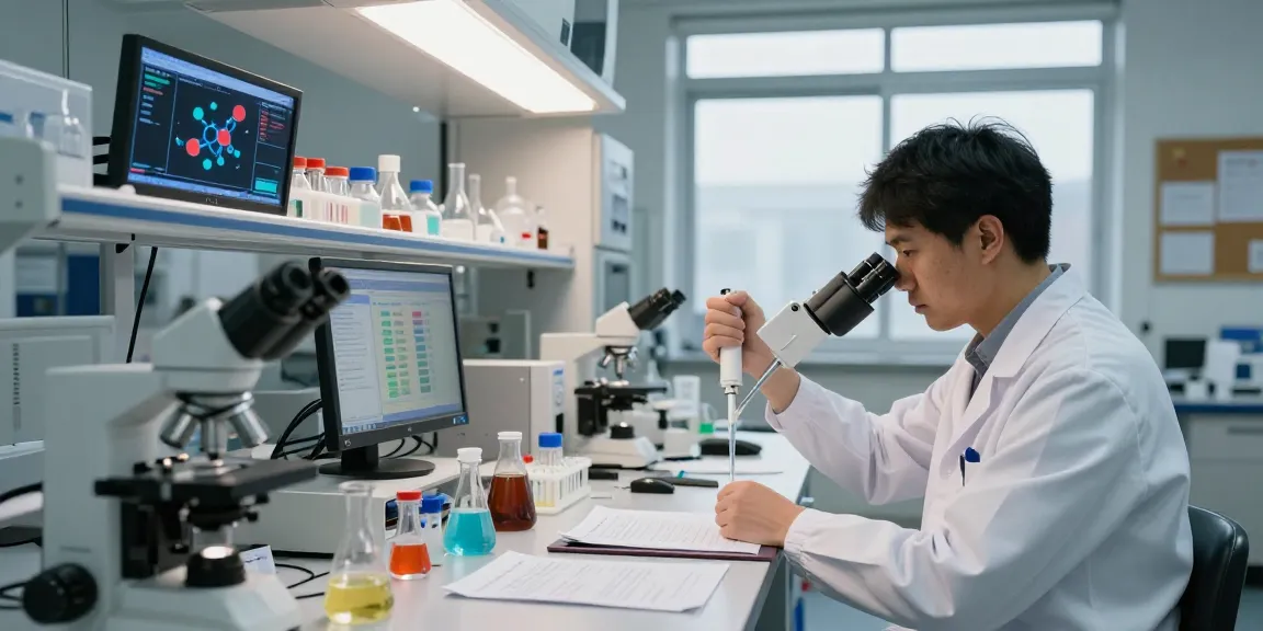 Scientist utilizing glp-3-rt solutions in a modern laboratory.