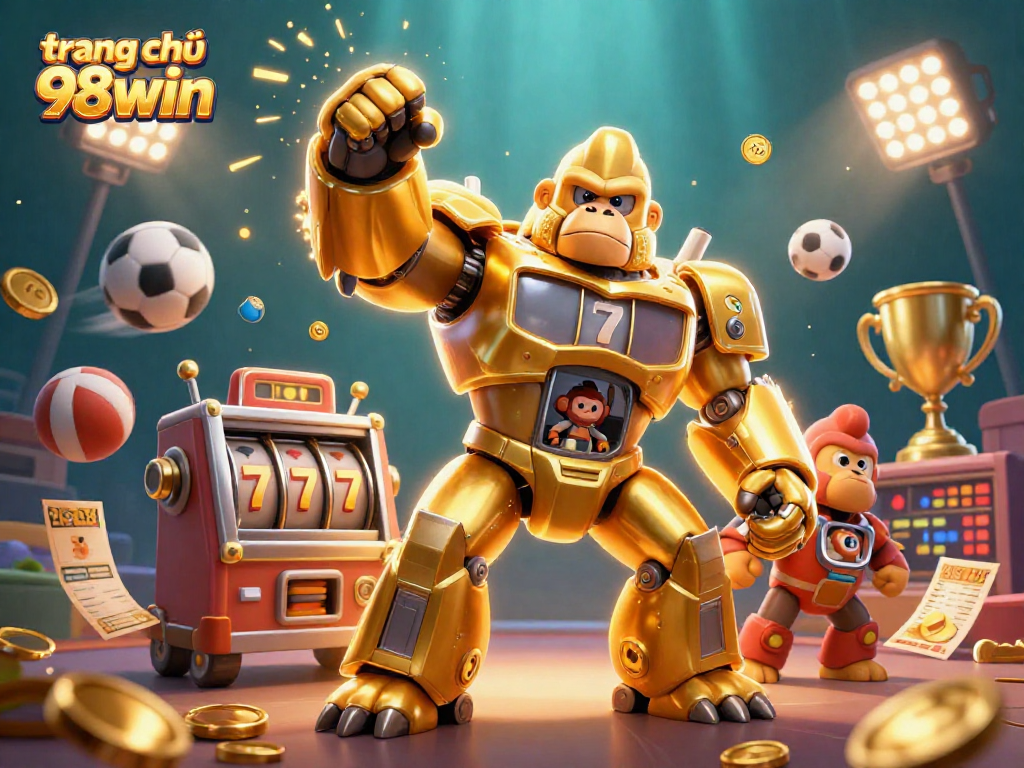 Experience thrilling action at trang chủ 98win with a vibrant casino-themed 3D scene full of excitement.