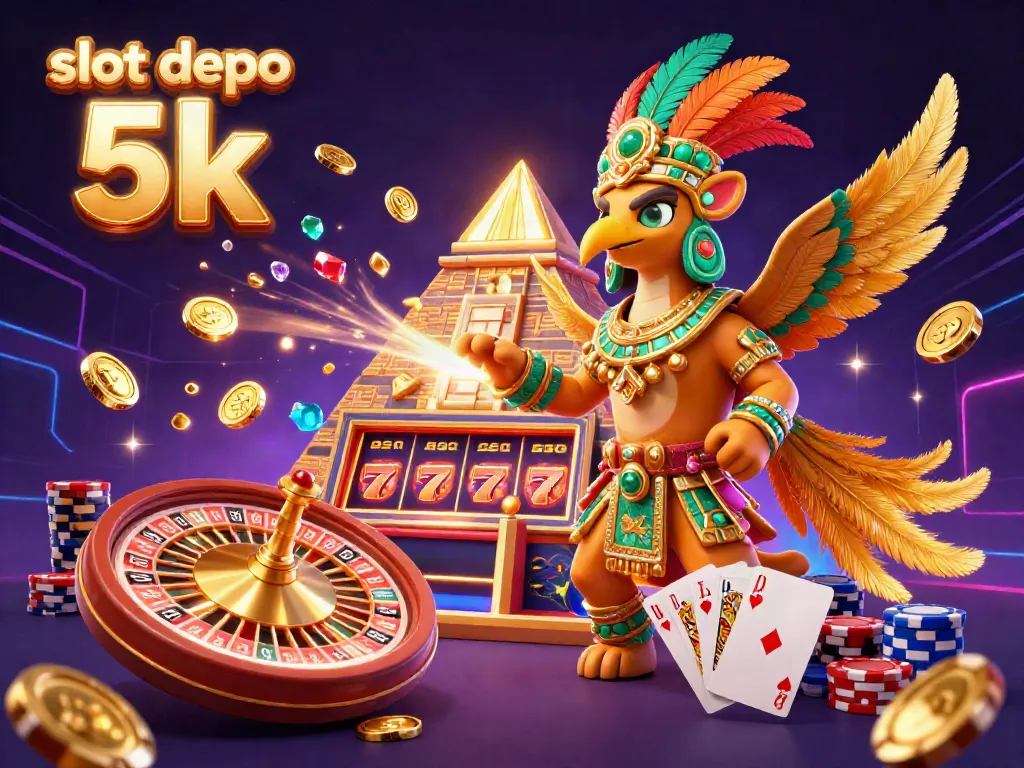 Engage with dynamic gambling scenes featuring slot depo 5k with colorful characters and casino elements.