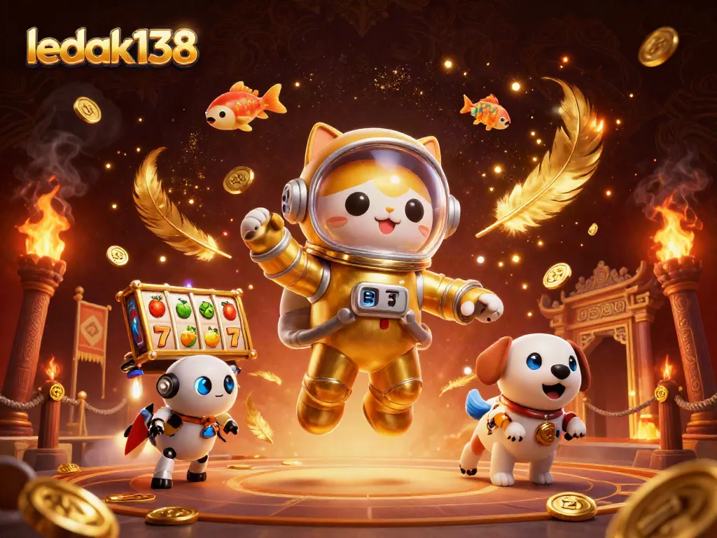 LEDAK138 menghadirkan pengalaman perjudian luar angkasa dengan slot dan kucing astronot yang berinteraksi dinamis.