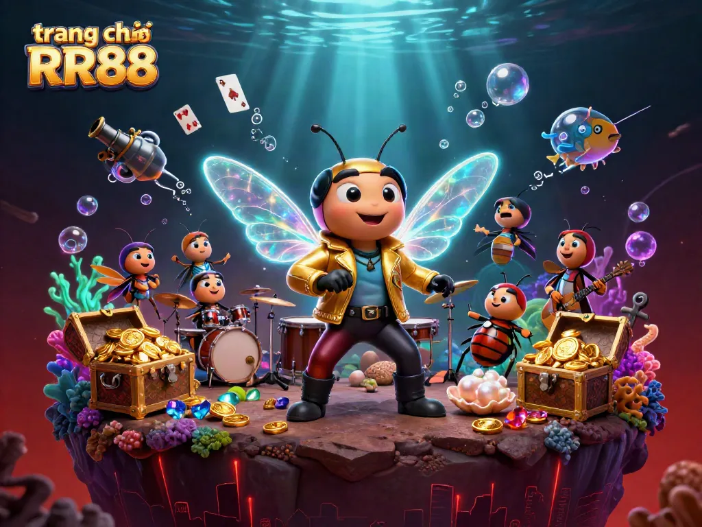 Experience the excitement of gaming at trang chủ RR88 with a vibrant casino-themed scene featuring fun elements and characters.