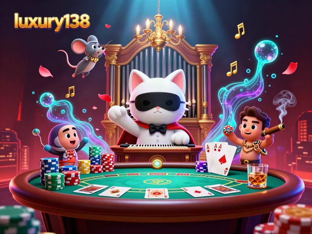 Experience luxury138's thrilling poker night with dynamic cards and acrobatic flair in 3D.