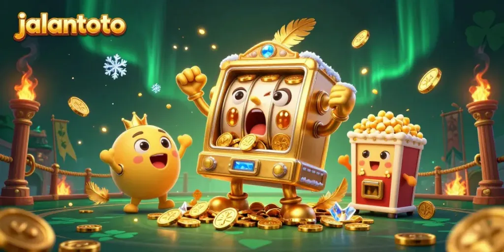 Permainan jalantoto bersenang-senang dengan mesin slot emas yang beruntung mengeluarkan koin