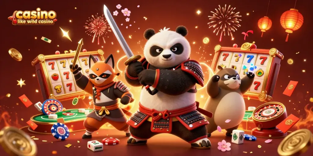 Uncover thrilling bets at a casino like Wild Casino, featuring cartoon characters and festive symbols.