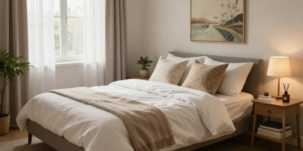 Welcoming rollaway bed set in a cozy guest room with inviting decor.