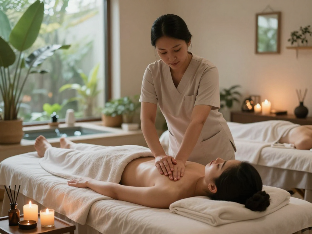 Experience 남양주출장안마 with a professional therapist in a serene spa setting.