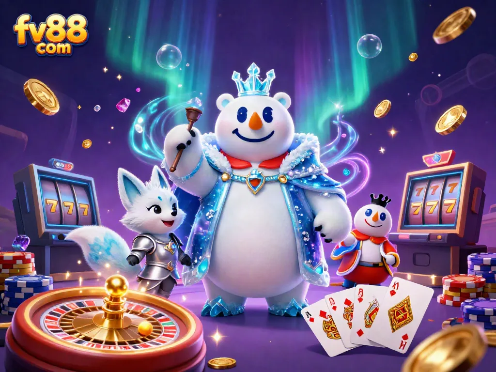 Experience thrilling gameplay at fv88 com with cartoon characters in a rich casino setting.