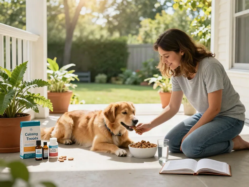 Calming Dog Treats enhance wellness for pets in a natural setting with loving care.